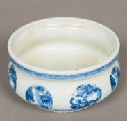 A 19th century Chinese blue and white porcelain censer Of bombe form,