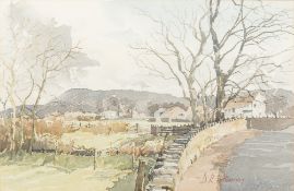 D R HOLLOWAY (20th century) British (AR) Pendle from Worston 1987 Watercolour Signed 53 x 34 cm,