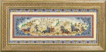 Two late 19th/early 20th century Kashmiri miniature paintings on ivory One depicting a polo match,