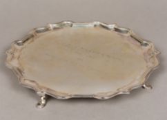 An Elizabeth II silver salver, hallmarked Sheffield 1964, maker's mark of Garrard & Co.