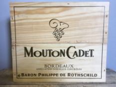 Baron Philippe de Rothschild Mouton Cadet Bordeaux 2002 Three bottles, in old wooden case, unopened.