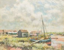WILLIAM H MAILE Down on the Saltings Oil on board Signed 58 x 44.