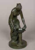 Probably After the Antique A 19th century bronze figure of a scantily clad maiden drawing