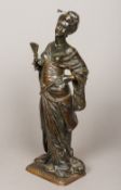 G WAGNER (19th century) Figure of a Western Lady in Oriental Dress Patinated bronze,