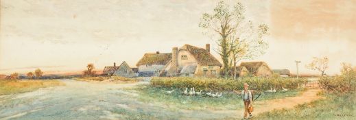 SOPHIA SINCLAIR (flourished 1881-1889) British Farmhand Before Geese Before a