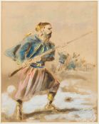 DUPENDANT (19th century) French Zouave Infantryman Watercolour hightened with bodycolour Signed,