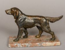 A Continental Art Deco patinated art metal setter Naturalistically modelled,