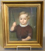 ENGLISH SCHOOL (19th century) Portrait of a Boy Pastels Signed with monogram and dated 1853 29 x 35.