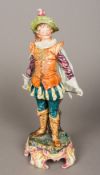 A 19th century Continental majolica pottery figure of a cavalier 32.5 cm high.