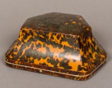 A Victorian tortoiseshell clad Christening set case Of domed hinged form. 22 cm wide.