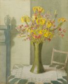 V ILES (20th century) (AR) Flowers in a Vase Watercolour Signed 43.