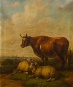 After THOMAS SIDNEY COOPER (1803-1902) British Cow and Sheep in a Landscape Oil on canvas Signed A