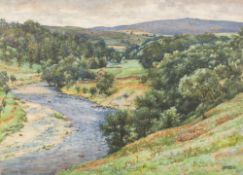 J D WALKER (1863-1925) British Bearnsley Beacon and The River Wharfe Watercolour Signed 37.