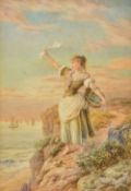 CHARLES PYNE (born 1842) British The Sailor's Wife Farewell Watercolour Signed 34.