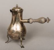 An 18th century Swiss silver chocolate pot Of typical bulbous form,