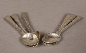 A set of six Georgian teaspoons, marks indistinct Initialled.