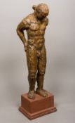 A contemporary bronze sculpture Formed as a naked male clasping his buttocks,