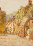 A ROWE (19th century) British Figures in a Cobbled Street Scene Watercolour Signed and dated 86 21.