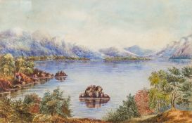 A J STOKES (19th century) British Lake Scene Watercolour Signed and dated 1885 47 x 30 cm,