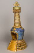 A Chinese gilt metal mounted enamelled and cloisonne decorated hardstone domestic