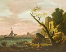 Manner of WILLIAM MARLOW (1740-1813) British Figures and Shipping in an Italianate Coastal