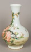 A Chinese porcelain vase Well painted with goats before a gnarled tree,
