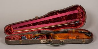 After FRANCOIS-LOUIS PIQUE (1758-1822) French A violin and bow The one-piece back of medium curl