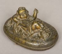 A 19th century French patinated bronze box Of oval form,