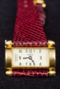 An 18 ct gold Jaeger Duo Plan lady's wristwatch Of slender domed form,
