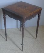 An Eastern hardwood side table The inlaid moulded square section top above the carved frieze,