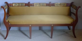 A 19th century Empire style settee, possibly Russian With overstuffed back and sprung seat,