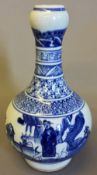 A Chinese blue and white porcelain vase With onion neck, decorated with figures on horseback. 17.