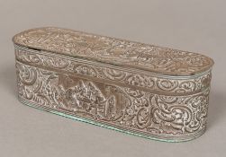 A 19th century Dutch silver tobacco box Of hinged rounded rectangular form embossed with various