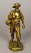 CAROLA (19th/20th century) Continental The Wayfarer Gilt bronze Signed 20.