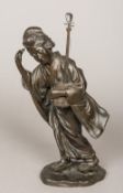 A Japanese Meiji period patinated bronze statue Modelled as a Japanese woman in traditional dress