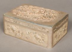 A Chinese silver embossed box Of rectangular form,