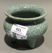 A celadon crackle glaze censer