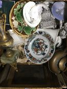 A quantity of miscellaneous china, oil painting, mirror, lamp, etc.