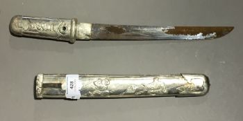 A silver plated Japanese dagger