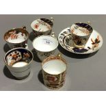 Two Spode porcelain London shape coffee cups and one saucer, circa 1815-1820,