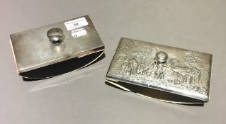 Two half moon silver blotters