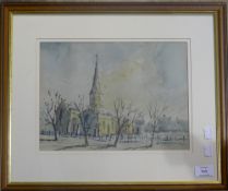 ENGLISH SCHOOL, 20th century, watercolour of church, possibly Leicester,