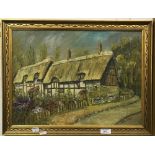 HILDA COOPER, Thatched Country Cottage, oil,