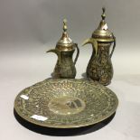 Three Egyptian mixed metal items,