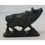 A carved hardstone model of a bull