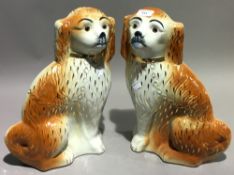 A pair of large Staffordshire spaniels