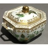 A Spode felspar porcelain two handled sugar box and cover, circa 1820,