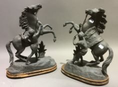 A pair of spelter Marley horses