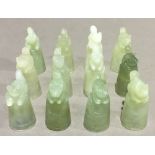 A set of twelve jade thimbles