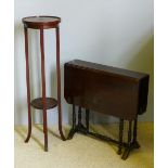 An Edwardian plant stand and a Sutherland table